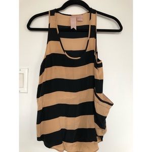 100% Silk Striped Top - XS